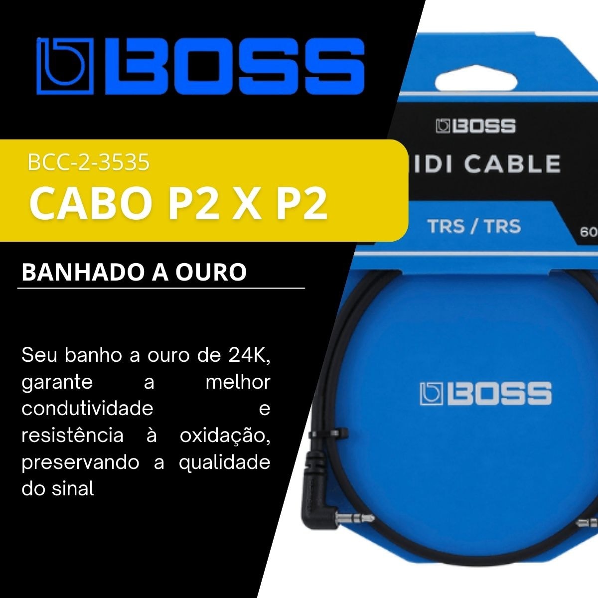 Cabo P2 x P2 TRS BOSS BCC-2-3535 60 cm Cabo P2 x P2 TRS BOSS BCC-2-3535 60 cm