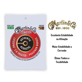 Corda para Violão Aço Authentic Acoustic 010-047 Martin