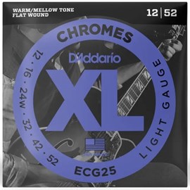 Encordoamento D'addario para Guitarra 012 Flatwound Chromes ECG25