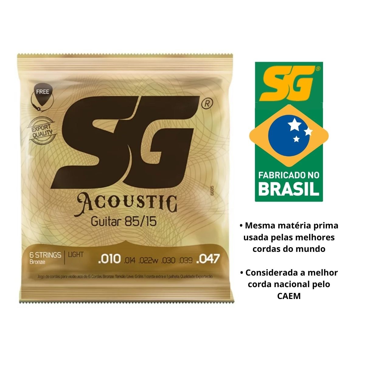 Encordoamento de Violão Aço SG Fósforo Bronze 010-047 Light