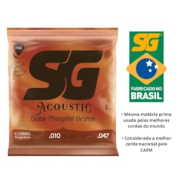 Encordoamento de Violão Aço SG Fósforo Bronze 010-047 Light