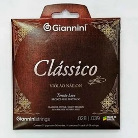 Encordoamento Giannini Clássico Violão Nylon Tensão Leve Giannini