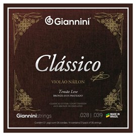 Encordoamento Giannini Clássico Violão Nylon Tensão Leve Giannini