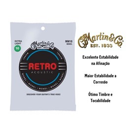 Encordoamento Martin Violão Aço MM10X Retro Acoustic 010-047