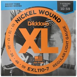 Encordoamento para Guitarra 7 Cordas 10-59 D'Addario XL Nickel EXL110-7