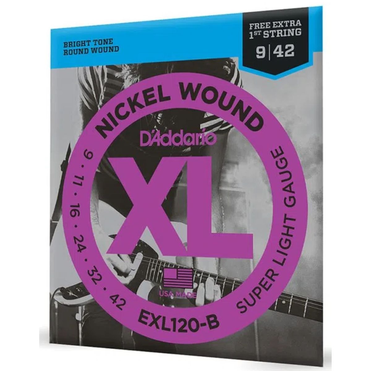 Encordoamento para Guitarra D'Addario 09 - 42 EXL120 B + Corda Mi