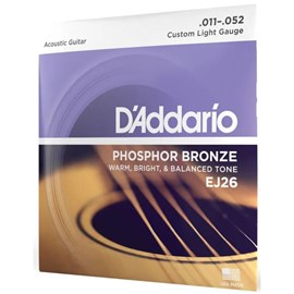 Encordoamento para Violão D'Addario Phosphor Bronze EJ-26 - 0.011-0.052