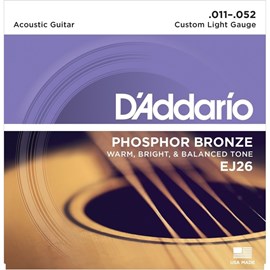 Encordoamento para Violão D'Addario Phosphor Bronze EJ-26 - 0.011-0.052