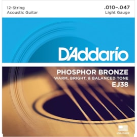 Encordoamento para Violão de Aço EJ38 12 Cordas 0.010-0.047 Jogo de Cordas D'Addario Encordoamento para Violão de Aço EJ38 12 Cordas 0.010-0.047 Jogo de Cordas D'Addario