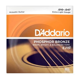 Encordoamento para Violão Phosphor Bronze EJ15 0.010-0.047 Jogo de Cordas D'Addario