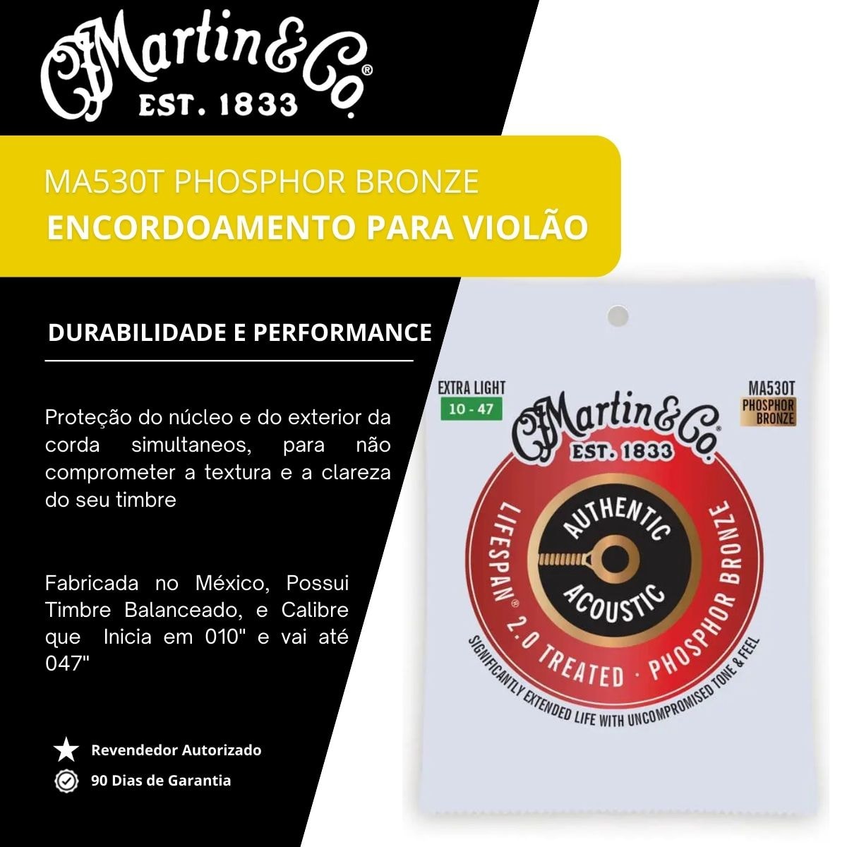 Encordoamento Violão Aço Martin Authentic Acoustic Lifespan 2.0