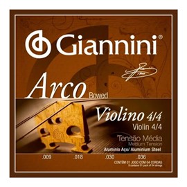 Encordoamento Violino 4/4 Arco Média Alumínio Aço Giannini