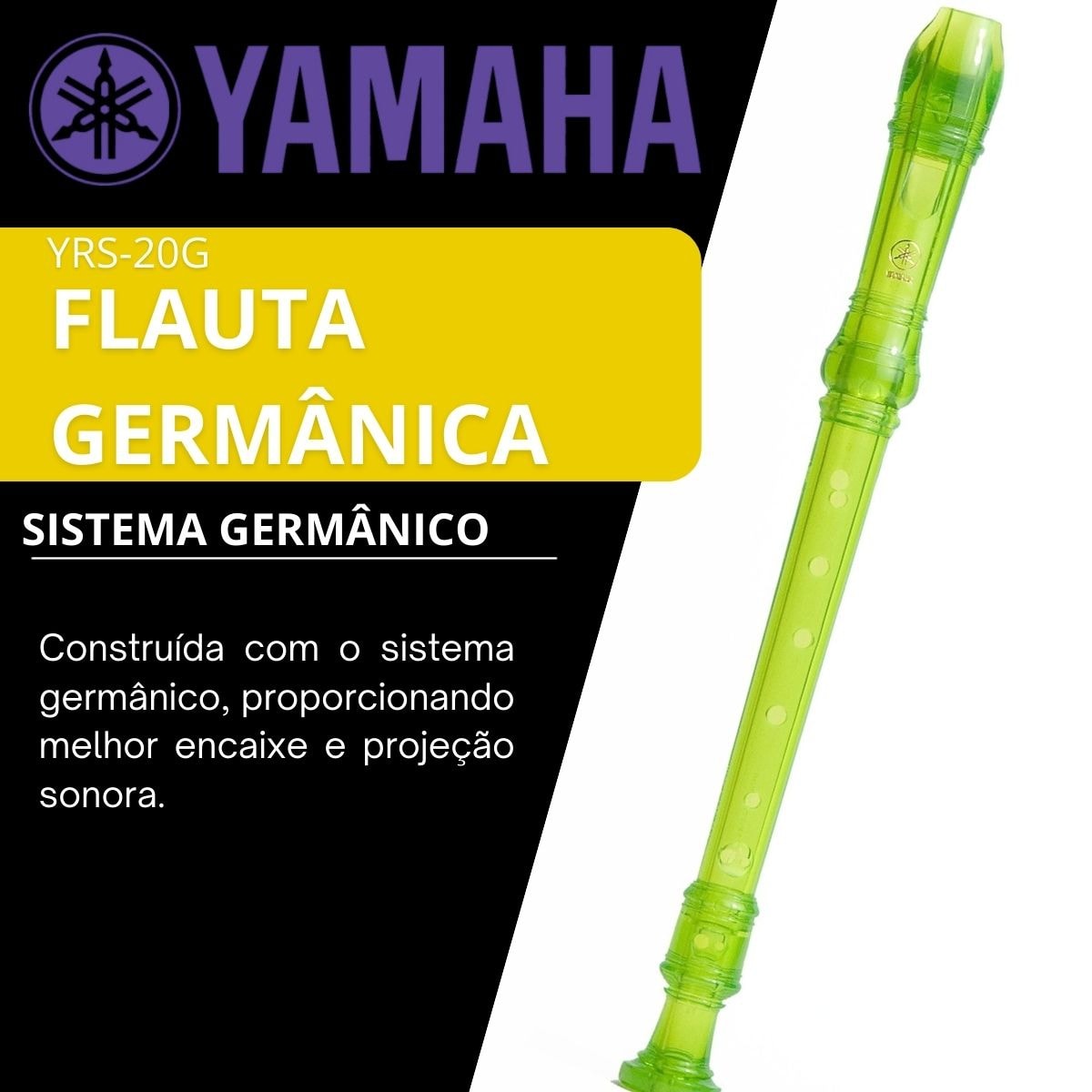 Flauta Doce Yamaha Soprano Yamaha Germânica YRS-20GP - Rosa