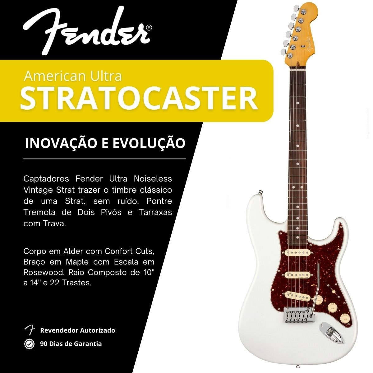 Guitarra Fender American Ultra Stratocaster - Arctic Pearl