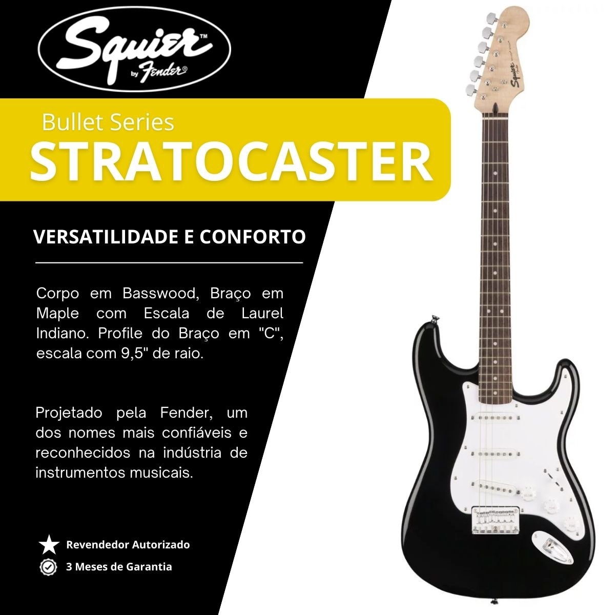 Guitarra Stratocaster Bullet Preta Rosewood