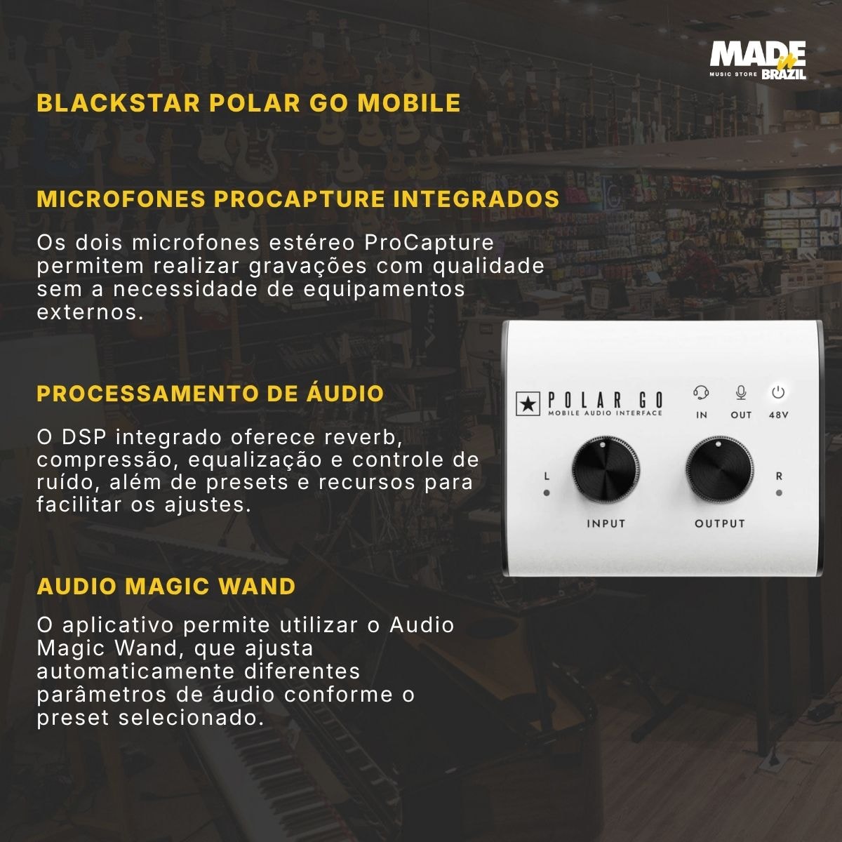 Interface de Áudio Blackstar POLAR 2 para Estúdio e Gravação