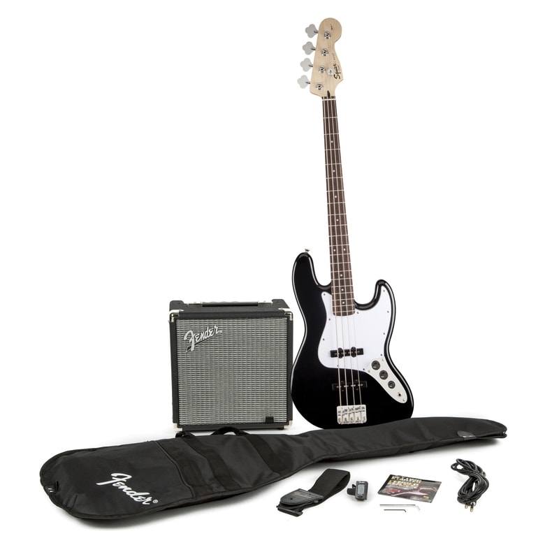 Kit Baixo 4c Affinity Jazz.bass & Amplificador Rumble 15 Squier By Fender - Preto (Black) (506)