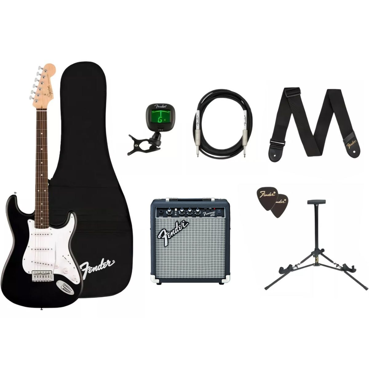 Kit Guitarra Squier Strat Pack Debut com Amplificador e Acessórios