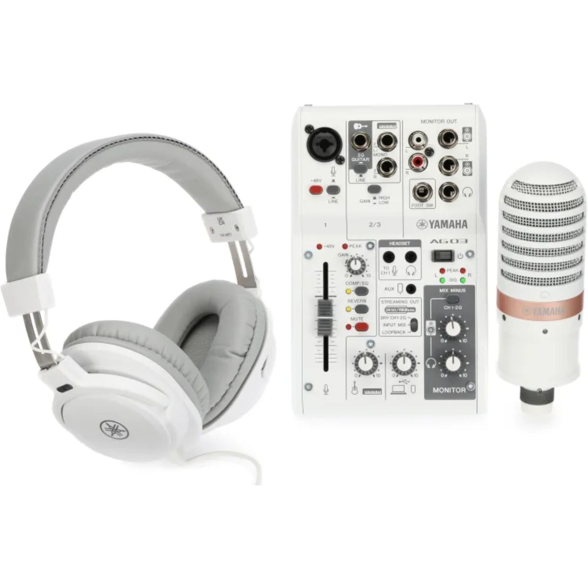 Mesa de Som Yamaha Live Streaming Mixer AG03 MK2 - Branca