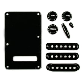 Kit para Strato - Preto (Pickup Covers, Trem Tip, Switch Tip, Fender Kit para Strato - Preto (Pickup Covers, Trem Tip, Switch Tip, Fender