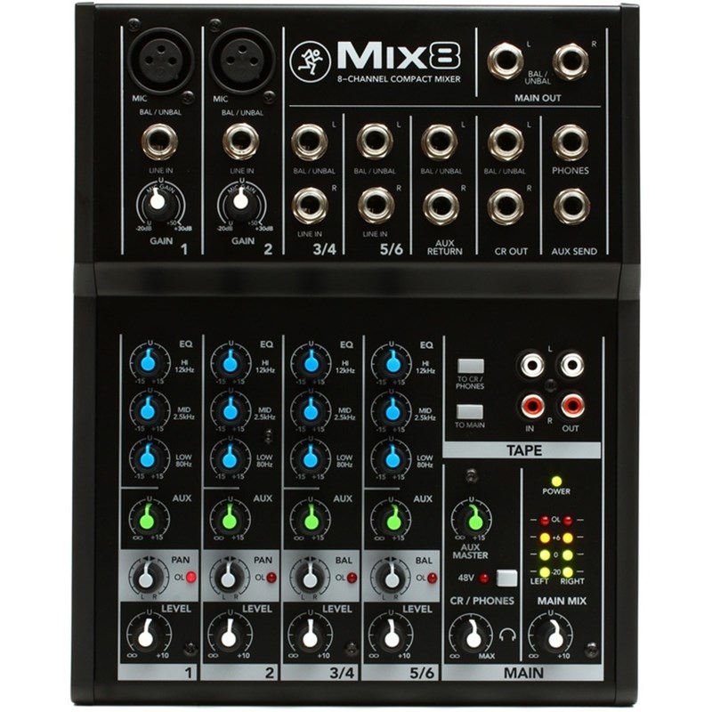 Mesa de Som Mixer 8 Canais Mix8 Mackie