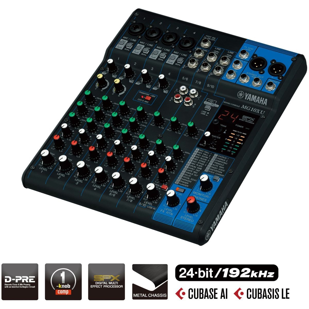 Mixer Yamaha MG-10 XU USB Mesa de Som com 10 Canais