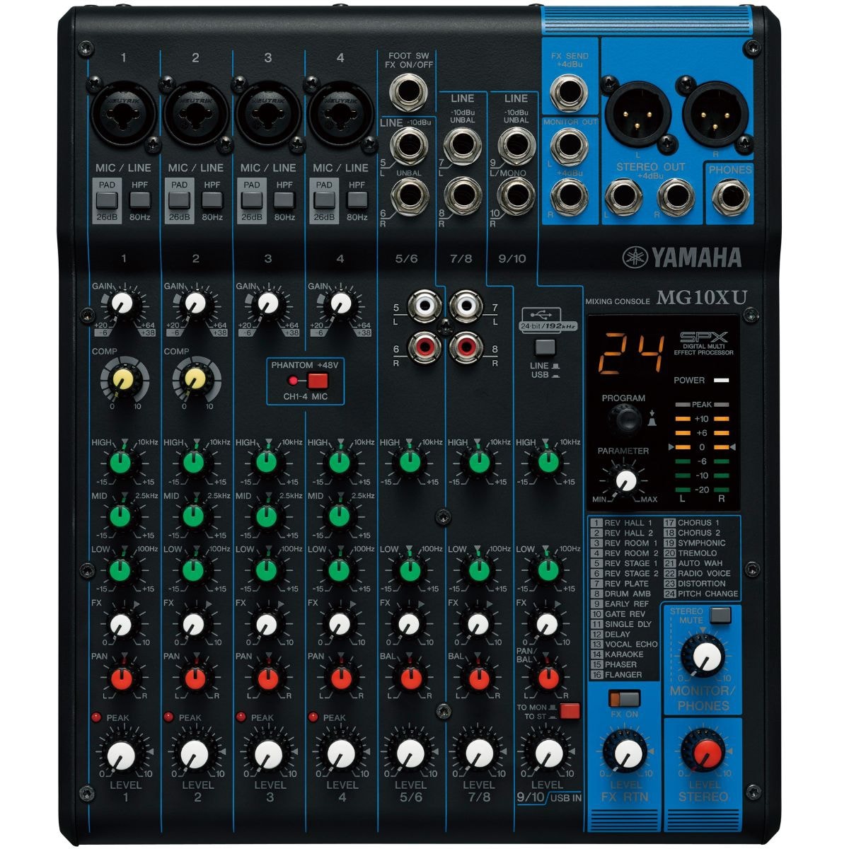 Mixer Yamaha MG-10 XU USB Mesa de Som com 10 Canais