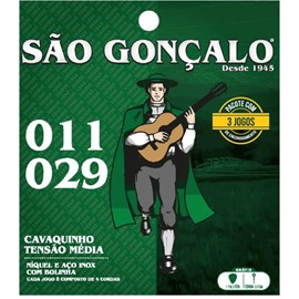 Pacote com 3 jogos de Encordoamento para Cavaco 11-29 Niquel Sao Goncalo