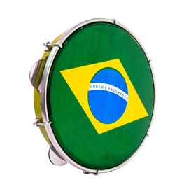 Pandeiro 10" ABS Bandeira do Brasil Luen - Amarelo (AM)