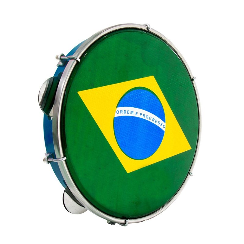 Pandeiro 10" ABS Bandeira do Brasil Luen - Azul (AZ)