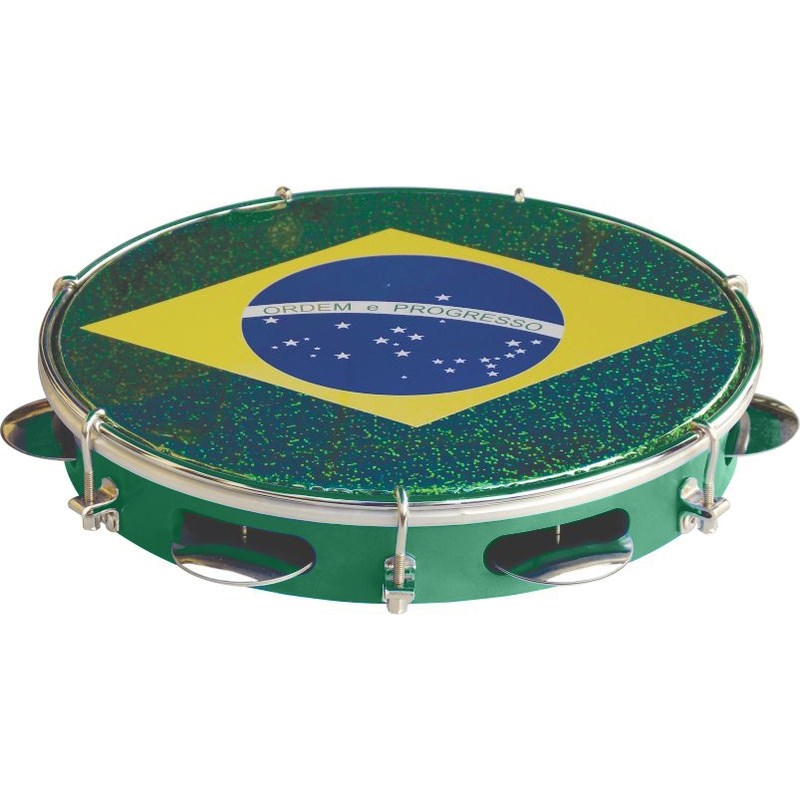 Pandeiro 10" Stand Injetado Bandeira do Brasil Tp350ve Torelli