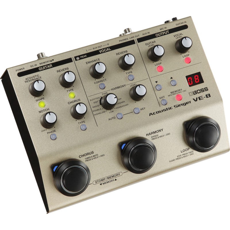 Pedal para Voz e Violão VE 8 Acoustic Singer Boss Made in Brazil