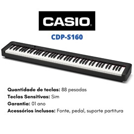 Piano Digital Casio CDP-S160 com 88 Teclas Sensitivas