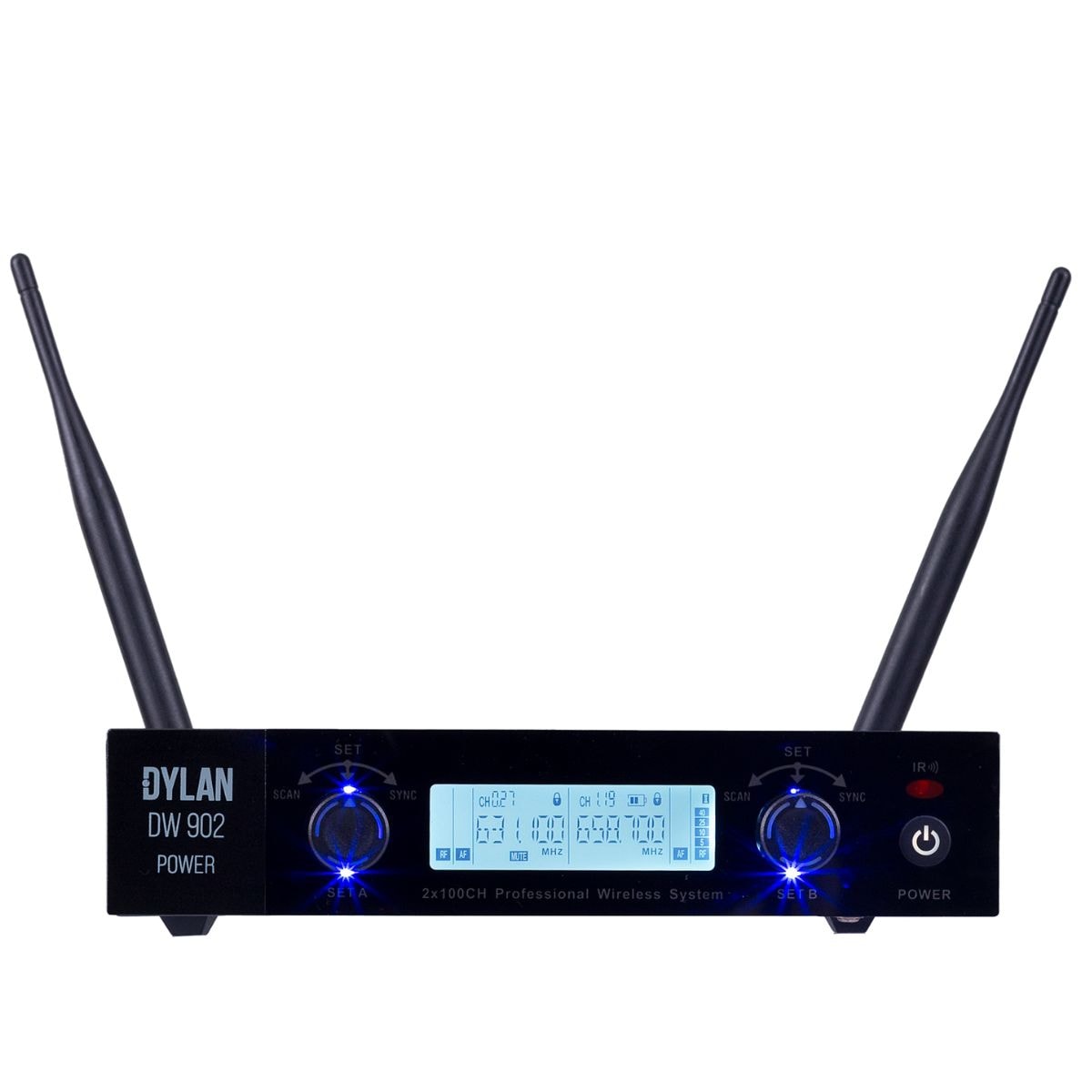 Sistema de Microfone Sem Fio Duplo Dylan DW-902 POWER