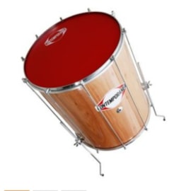 Surdo 166c Madeira Verniz 18" Pele Napa Vermelho Cromado Contemporânea Surdo 166c Madeira Verniz 18" Pele Napa Vermelho Cromado Contemporânea